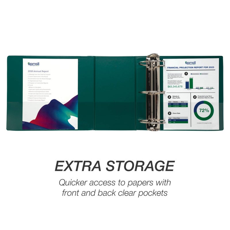Samsill Durable 6 inch 3 Ring Binder, Made in USA, Locking D Ring FSC 100% Recycled Chipboard, Green - Image 4